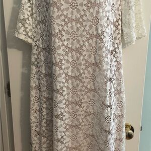 Ronni Nicole White Lace Short Sleeve Dress